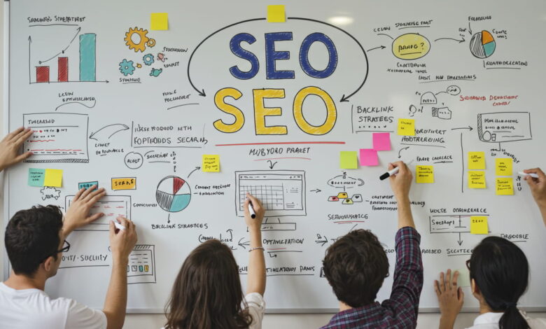 SEO strategy elements including SEO plans, article SEO, common SEO issues, and the role of SEO companies