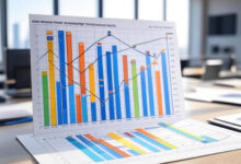 Chart illustrating search engine positioning optimization in a modern office, highlighting 2025 SEO strategies.