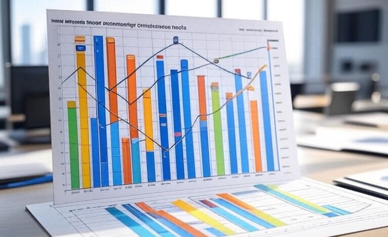 Chart illustrating search engine positioning optimization in a modern office, highlighting 2025 SEO strategies.